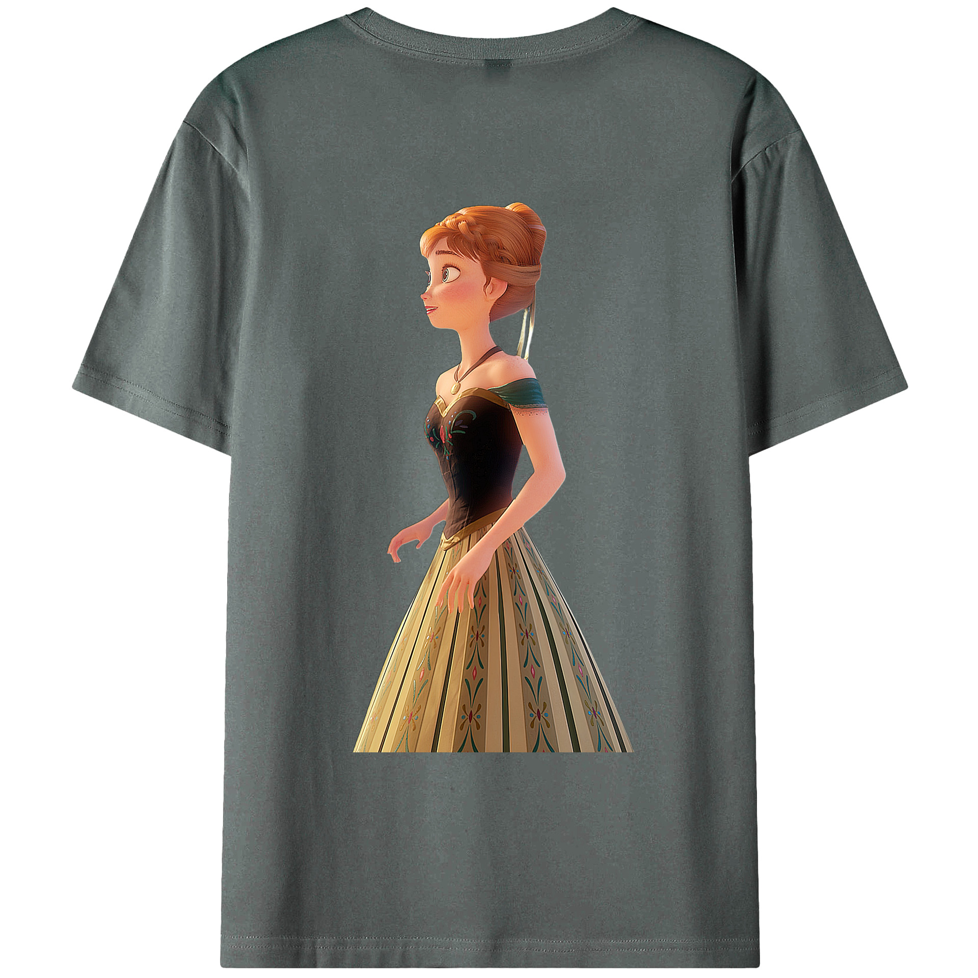 （画像用） アナと雪の女王 アンナ エルサ Frozen Anna Elsa 綿100％ メンズ半袖Tシャツ（バックプリント） 通気性